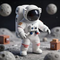 astronaut on the moon, clash of clans, 8 k, shallow depth of field, intricate detail, 3 d render,