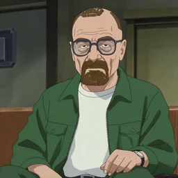 Walter White, Breaking Bad, screenshot from 1980's style anime