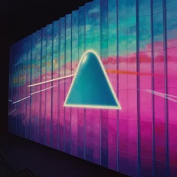 film still from pink floyd's the wall inspired by studio ghibli with vaporwave color palette