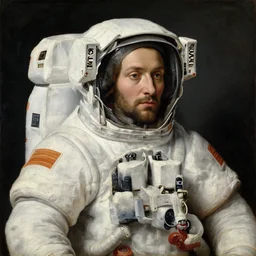 1 4 0 0 s renaissance portrait of an astronaut oil painting by jan van eyck, northern renaissance art, oil on canvas, wet - on - wet technique, realistic, expressive emotions, intricate textures, illusionistic detail