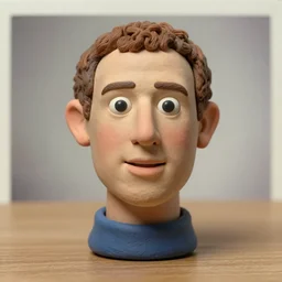 mark zuckerberg !!! very extremely realistic!!! extreme likeness!!! smooth specular clay! extremely close smooth specular sculpted   headshot  of mark zuckerberg clay puppet , soft light,  on wooden table. style: claymation puppet kids clay , by guldies , Cinematic focus, Polaroid photo, vintage, neutral colors, soft lights, foggy, by gregory crewdson