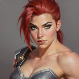 portrait painting of beautiful thick feminine muscular zarya from overwatch, sharp focus, award - winning, beautiful eyes, perfect eyes, trending on artstation, masterpiece, highly detailed, intricate. art by josan gonzales and moebius and deathburger
