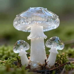 a photography from cristal clear mushroom, photorealistic, 2 4 mm, facebook post