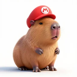 studio 3 d render of a capybara mario character, white background, perfectly shaded, trending on artstation, octane render, unreal engine 5 render
