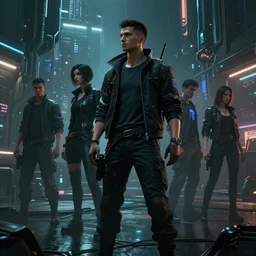People at the start of their journey, cyberpunk style, digital painting, concept art, smooth, sharp focus, hyperrealistic, illustration, artstation trending, octane render, unreal engine, ambient light, dynamic lighting, magical, dark vibes, Cyberpunk 2077
