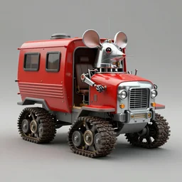 adventurer ( ( ( ( ( 1 9 5 0 s retro future robot android mouse wagon rv offroad tracked. muted colors. ) ) ) ) ) by jean baptiste monge!!!!!!!!!!!!!!!!!!!!!!!!! chrome red