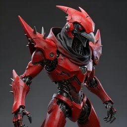 red kon - dam with spiked and long mandible droid helmet, style artistically anthropomorphic black bird head. cloaked hood down, zoidberg, dynamic pose. science fiction, portrait by donato giancola and greg rutkowski and wayne. hyper detailed. rendered in 3 0 0 0 cycles. top all time r / imaginarycyberpunk.