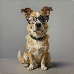 oil painting of a crazy dog professor, extremely detailed, sharp focus, wide view, full body shot, smooth, digital illustration, m, james jean, by rossdraws, frank franzzeta, mcbess, sakimichan, brosmin, danton fadeev, steve simpson