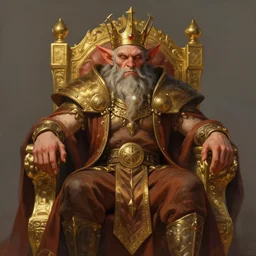 a detailed portrait of a fare goblin king sitting on a golden throne, by justin gerard and greg rutkowski, digital art, realistic painting, dnd, character design, trending on artstation