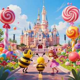 photo of road whimsical fairy wonderland vibrant colors candyland wonderland by artgerm and greg rutkowski and magali villeneuv art beeple, by thomas kinkade hearstone league of legends dofus
