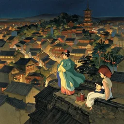tang dynasty, city, night, in the style of studio ghibli, j. c. leyendecker, greg rutkowski, artem