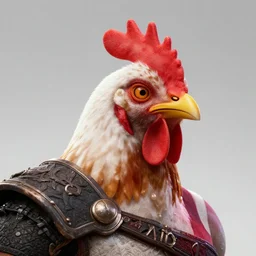 photo of Kratos with a chicken head, volumetric lighting, high detail, 8k