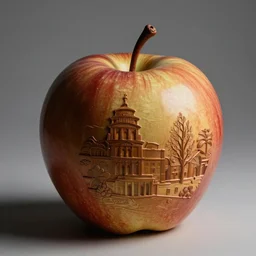 A bismuth sculpture of an apple