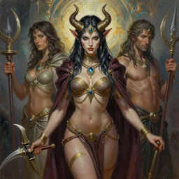 a detailed painting of famale fantasy demon priestess, art by karol bak and mark brooks and donato giancola, centered, aesthetically pleasing