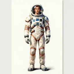 male, elongated figure, space suit, sketch, large shoulders, short torso, long thin legs, tiny feet, character sheet, very stylized, illustration, pen and ink,