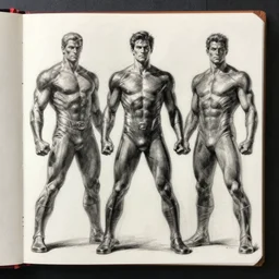 a sketchbook page filled with superhero poses by jim lee, artstation