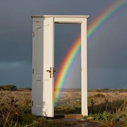 A Open Door with a Rainbow Coming out of it