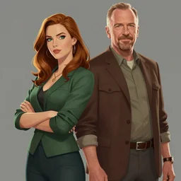ilustration of kim wexler and saul goodman, extremely detailed artstation, for aaa game, high quality, adobe ilustrator, behance
