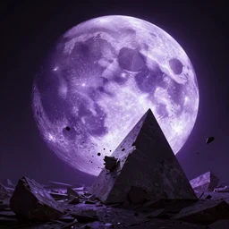 destruction of the purple moon and the triangular cube, dramatic, artstation, digital art, 4 k