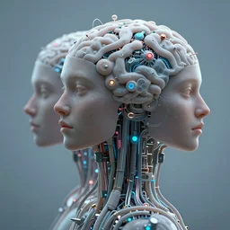 humanity trapped in the neuromorphic metaverse blending minds with machines hyperdetailed surrealism