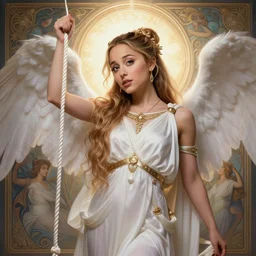 beautiful cottagecore Ariana Grande as Greek Goddess Athena in a white rope, holy light, angel, intricate, elegant, highly detailed, digital painting, artstation, concept art, smooth, sharp, focus, illustration, art by artgerm and greg rutkowski and alphonse mucha