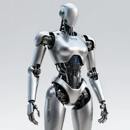 futuristic, robotic, robot, cyborg, humanoid shape, metallic, realistic