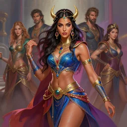 dynamic medium shot painted portrait, maya ali as aion storm mage, gaudy colours, octane render, matte painting concept art, fanart artstation by jesper ejsing and rhads and lois van baarle and ilya kuvshinov and rossdraws