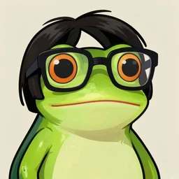 frog wearing John Lennon glasses, digital art