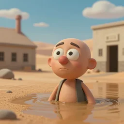 realistic close up cartoon still from paprike ( 2 0 0 6 ) of a flooded desert prison, hq, depth of field.