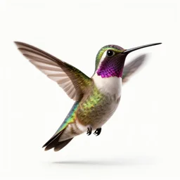 hummingbird, stylized pixar-style 3d render, full body, isolated on a pure white background, centered, entire subject in frame, sharp focus, soft studio lighting