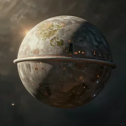 The Death Star flying over Mordor, film still from LotR: Return of the King