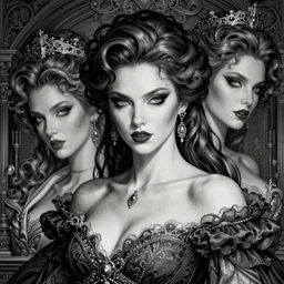 a portrait of a lawful evil alignment personified as an absurdly beautiful, graceful, elegant, sophisticated, evil mature sensual french girl, an ultrafine hyperdetailed illustration by kim jung gi, irakli nadar, detailed faces, intricate linework, octopath traveler, final fantasy, unreal engine 5 highly rendered, global illumination, radiant light, detailed and intricate environment