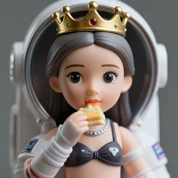 closeup face profile portrait of tin toy greta thunberg as an astronaut princess wearing a crown eating cakes, bikini, depth of field, zeiss lens, detailed, symmetrical, centered, fashion photoshoot, by nicoletta ceccoli, mark ryden, lostfish, breathtaking, 8 k resolution, extremely detailed, beautiful, establishing shot, artistic, hyperrealistic, octane render
