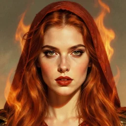the flame female wizard as a realistic d & d fantasy character, closeup portrait art by donato giancola and greg rutkowski, vintage retro, realistic face, digital art, trending on artstation, symmetry!!