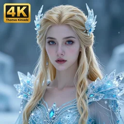 an ultradetailed portrait of a feamle northern europe goddess of ice, golden hair, by tian zi trending on artstation, cinematic lightsthomas kinkade, 4 k octane render, artstation, pinterest