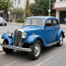 a typical american blue car from the year 1 3 2 5, photography, hyperrealistic