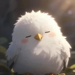 cute anime bird sleeping ,mofumofu, fluffy Full of Light, Animated Film, Cinematography, Atmosphere, Highly Detailed Heavenly Dramatic Lighting, Highly Realistic Cinematic Lighting, Volumetric Lighting, Photography, Anime Style, Cinema, Epic High Dynamic Lighting, HDR