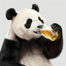panda drinking beer, detailed digital art
