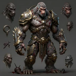 futuristic gorilla eldenring boss. concept art, character sheet, fromsoftware, dark souls, eldenring, screenshot, extremely detailed, insanely detailed, realistic, zbrush, horror, bloodbourne, full body concept