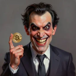 a hyperrealistic charicature of an evil cryptocurrency ceo, digital painting, vivid, evil intentions, ugly, detailed