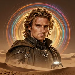 full face epic portrait, paul atreides, dune, desert warrior, elden ring, matte painting concept art, midjourney, beautifully backlit, swirly vibrant color lines, majestic, cinematic aesthetic octane render, 8 k hd resolution, by ilya kuvshinov, artgerm, darius zawadzki and zdizslaw beksinski