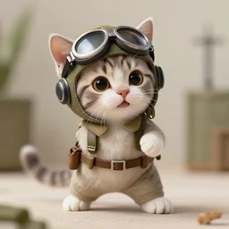adorable kitten fighter pilot, detailed, 4k, photo
