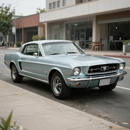 a mustang parked by the street, 1960s