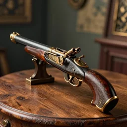 a beautiful vintage pirate gun on a table