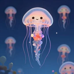 cute jellyfish surrealistic, extremely detailed, sharp focus, wide view, full body shot, smooth, digital illustration, by craig mullins, james jean, by rossdraws, frank franzzeta, mcbess, sakimichan, brosmin, danton fadeev, steve simpson