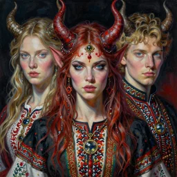 portrait painted in jacek yerka style drawn by vania zouravliov and takato yamamoto, inspired by slavic demons, intricate acrylic gouache painting, high detail, sharp high detail, artstation