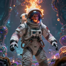 portrait ultra dimensional cosmonaut entity, accidentally tripping on dmt and acid, psychedelic experience, overwhelming psychosis of self realization and burning awakening, ultra high definition, unreal engine 5, hyperrealism, masterpiece composition, by casey weldon, barclay shaw 8 k photorealistic