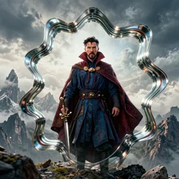 warping mirror dimension from doctor strange huge Mountain In the style of Philip Hyde-H 576