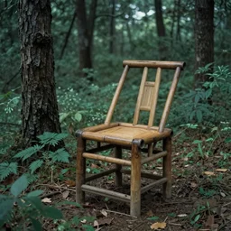 chair in the forest wenjun lin photorealistic