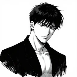 DC vertigo The Sandman portrait by Yoji Shinkawa and Ashley Wood, black and white, ink brush